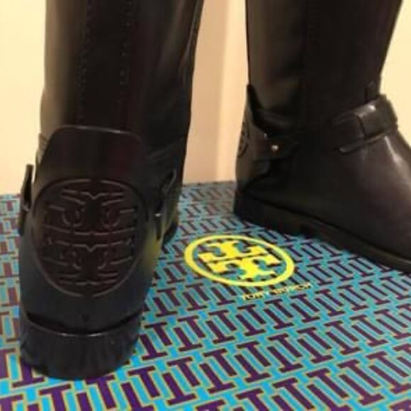 Tory Burch Women's Junction Leather Riding Boots Black Size 8 - Picture 4 of 5